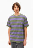 ARMEDANGELS Maarkos multi stripes t-shirt pungent purple fatigue green men