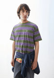 ARMEDANGELS Maarkos multi stripes t-shirt pungent purple fatigue green men