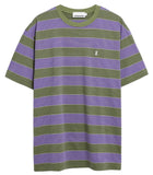 ARMEDANGELS Maarkos multi stripes t-shirt pungent purple fatigue green men