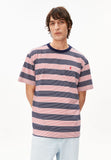 ARMEDANGELS Maarkos multi stripes t-shirt tinted navy oatmilk men