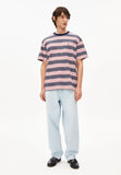 ARMEDANGELS Maarkos multi stripes t-shirt tinted navy oatmilk men