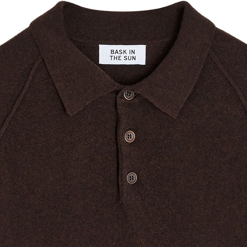BASK IN THE SUN Austin long sleeve polo chocolate men
