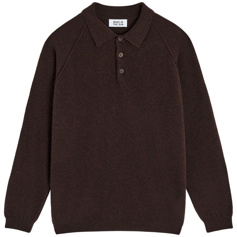 BASK IN THE SUN Austin long sleeve polo chocolate men