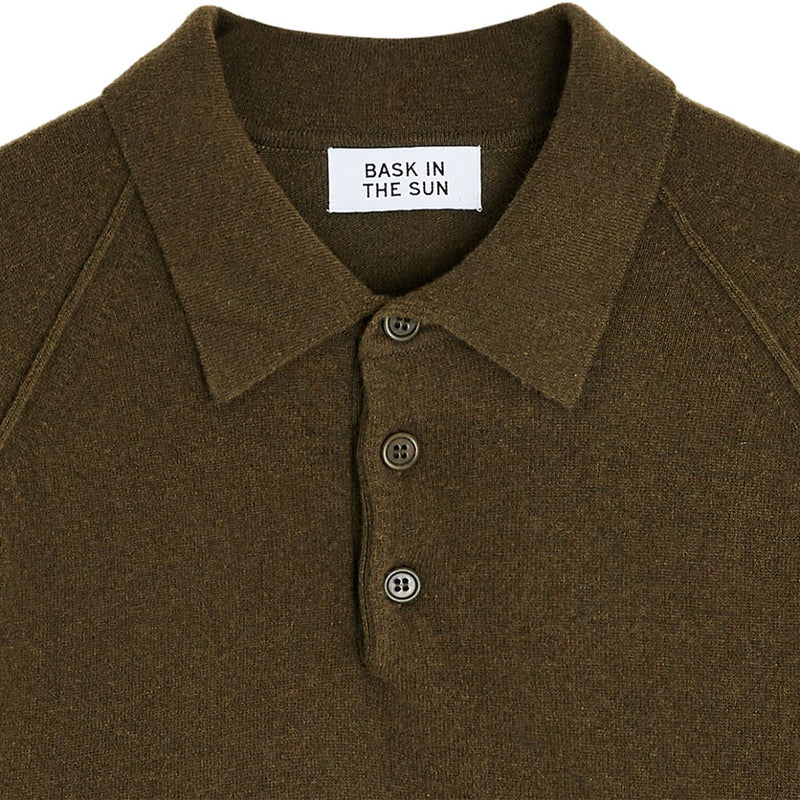 BASK IN THE SUN Austin long sleeve polo moss men
