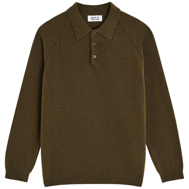 BASK IN THE SUN Austin long sleeve polo moss men