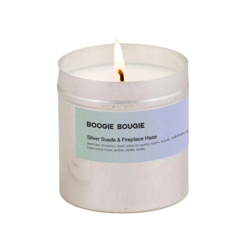 BOOGIE BOUGIE Silver suede & fireplace haze candle