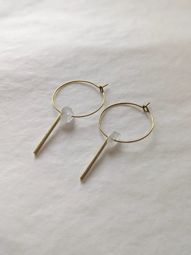 BRASSCAKE Moonstone and rod hoop earrings
