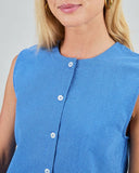 BRAVA Button up blouse blue checks women