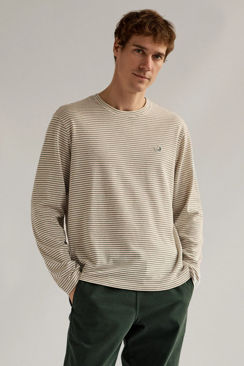 TWOTHIRDS Buddenhaggen longsleeve t-shirt light green stripes men