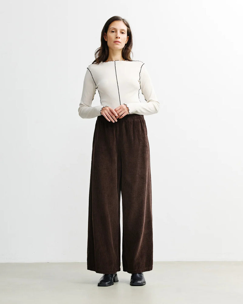 ROTHOLZ Corduroy Flared trousers chocolate women