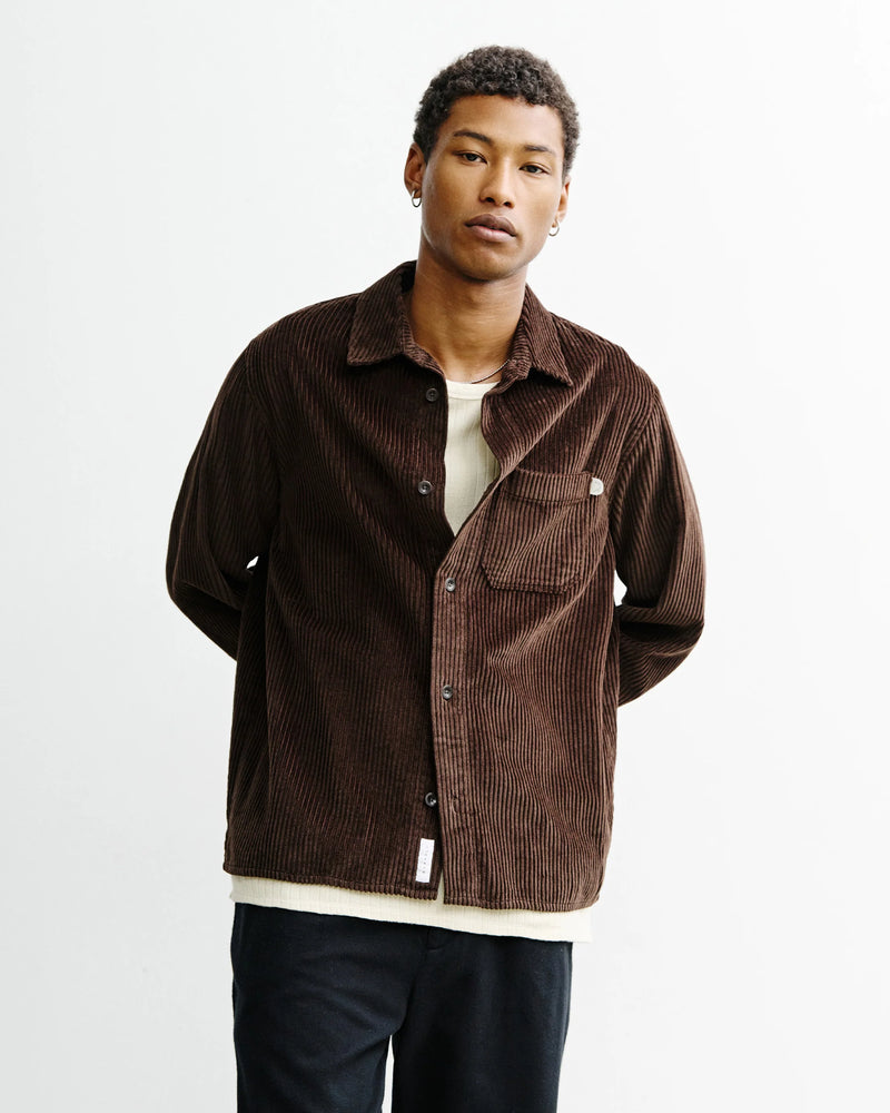 ROTHOLZ Casual corduroy shirt chocolate brown men