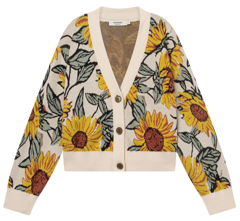 DEDICATED Kanan sunflower AOP cardigan vanilla white women