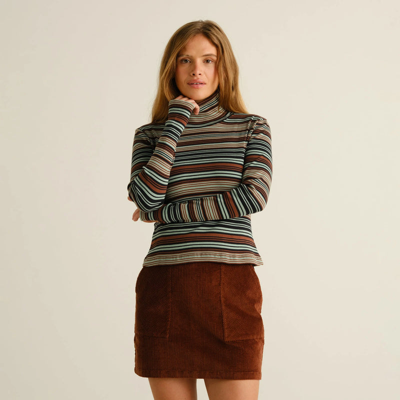 DEDICATED Malma ribbed top irregular stripes green women