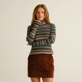 DEDICATED Malma ribbed top irregular stripes green women