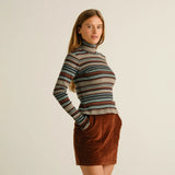 DEDICATED Malma ribbed top irregular stripes green women