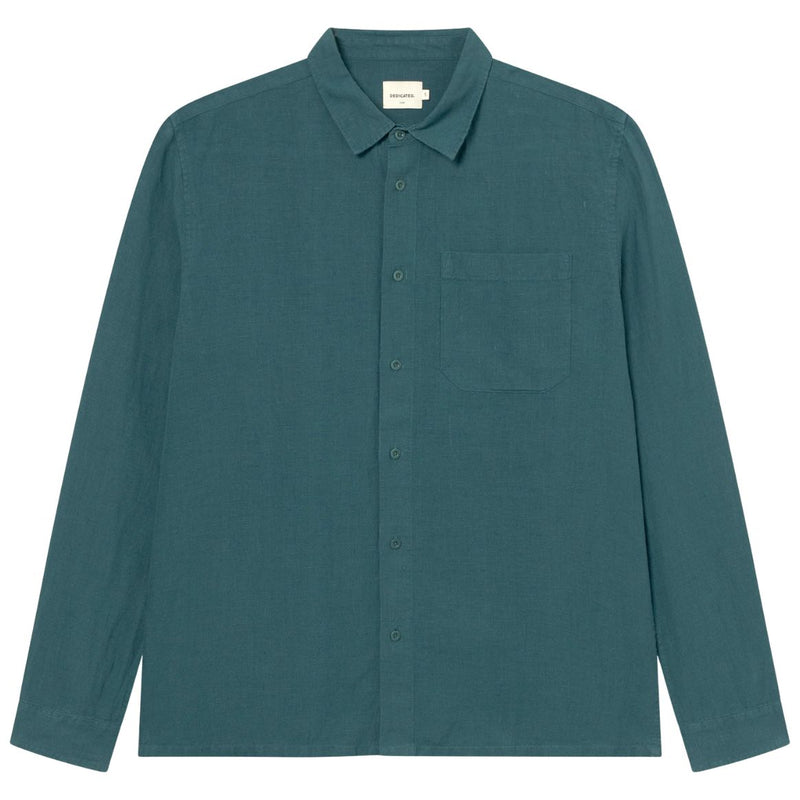 DEDICATED Rute linen shirt mediterranea green men