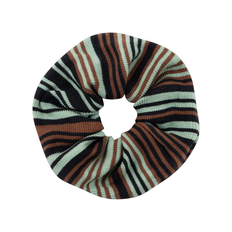 DEDICATED Rib scrunchie irregular stripes green women