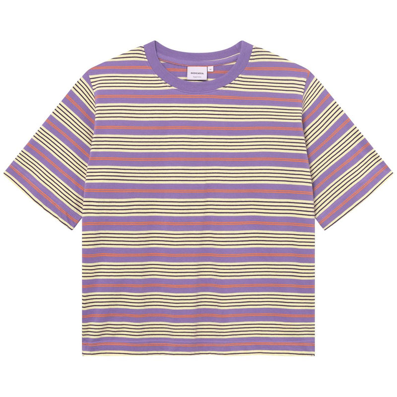 DEDICATED Vadstena retro stripe t-shirt haze purple women