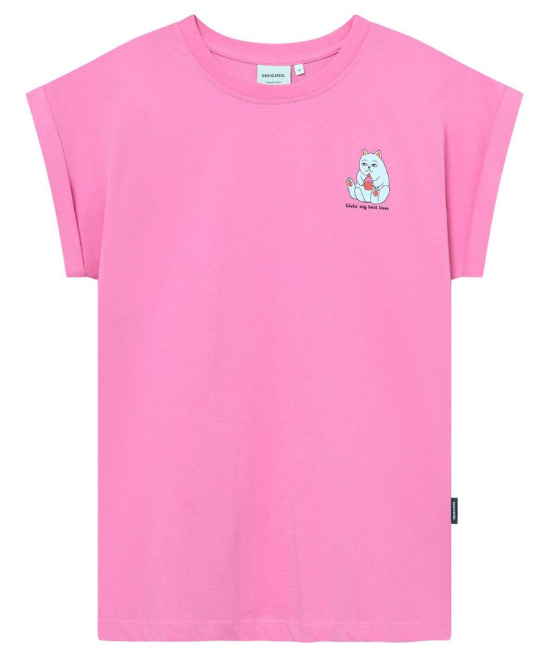 DEDICATED Visby best lives t-shirt moonlite pink women