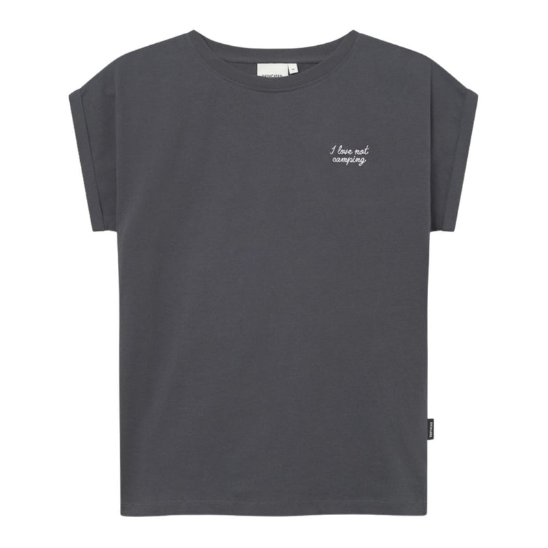 DEDICATED Visby love not camping t-shirt charcoal women
