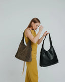 ANN KURZ Double zip hobo bag nappa black women