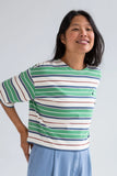 TWOTHIRDS Fingal cropped t-shirt green rugby stripes women