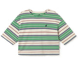 TWOTHIRDS Fingal cropped t-shirt green rugby stripes women