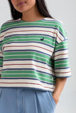 TWOTHIRDS Fingal cropped t-shirt green rugby stripes women