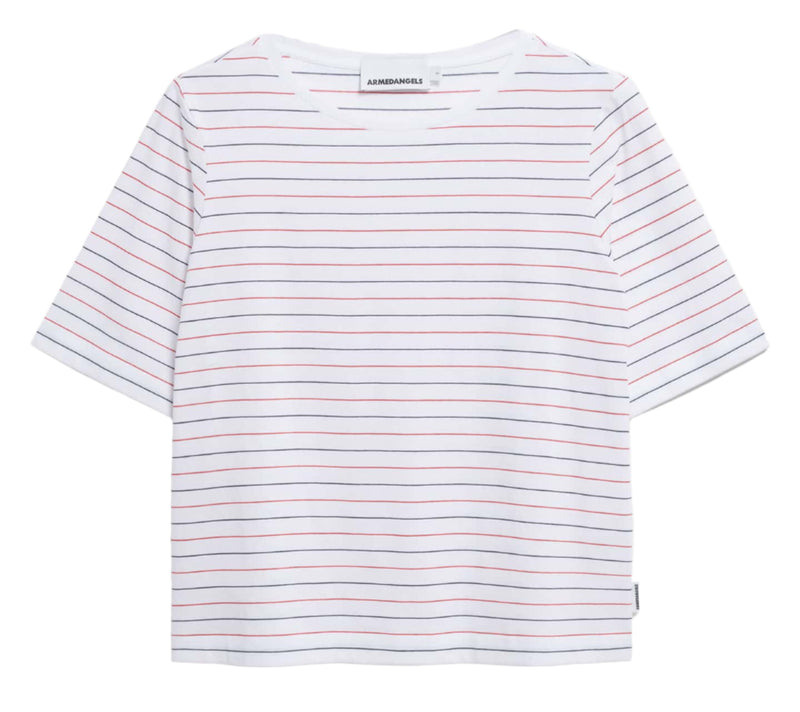 ARMEDANGELS Finiaa french riviera t-shirt white coral blush night sky women