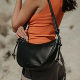 ANN KURZ Large half moon shoulder bag nappa black women