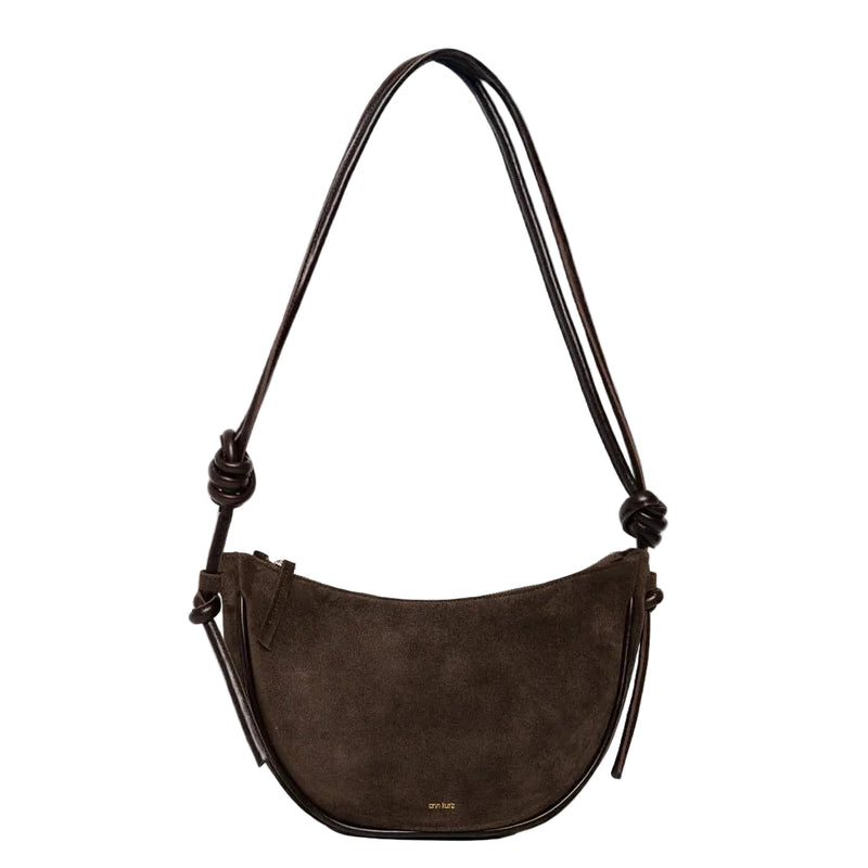 ANN KURZ Large half moon shoulder bag suede mix mocha women