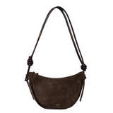 ANN KURZ Large half moon shoulder bag suede mix mocha women