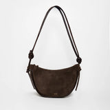 ANN KURZ Large half moon shoulder bag suede mix mocha women