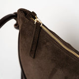 ANN KURZ Large half moon shoulder bag suede mix mocha women