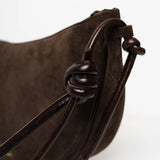 ANN KURZ Large half moon shoulder bag suede mix mocha women