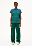 ARMEDANGELS Idaara stripes t-shirt emerald green blue noon women