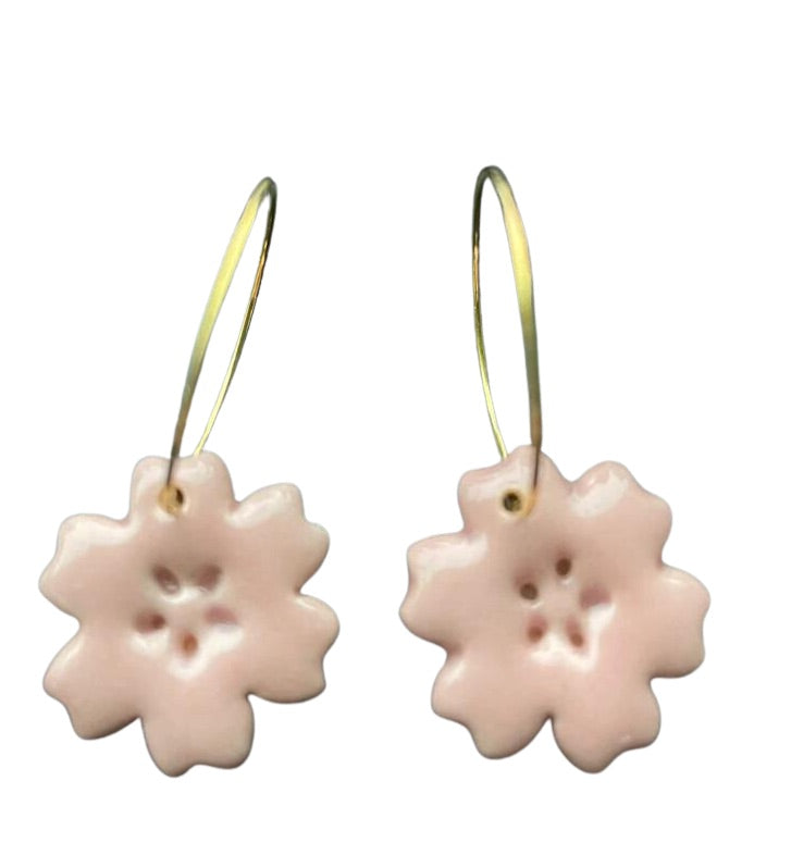 CHLOÉ JULIETTE STUDIO Flower hoops pink gold