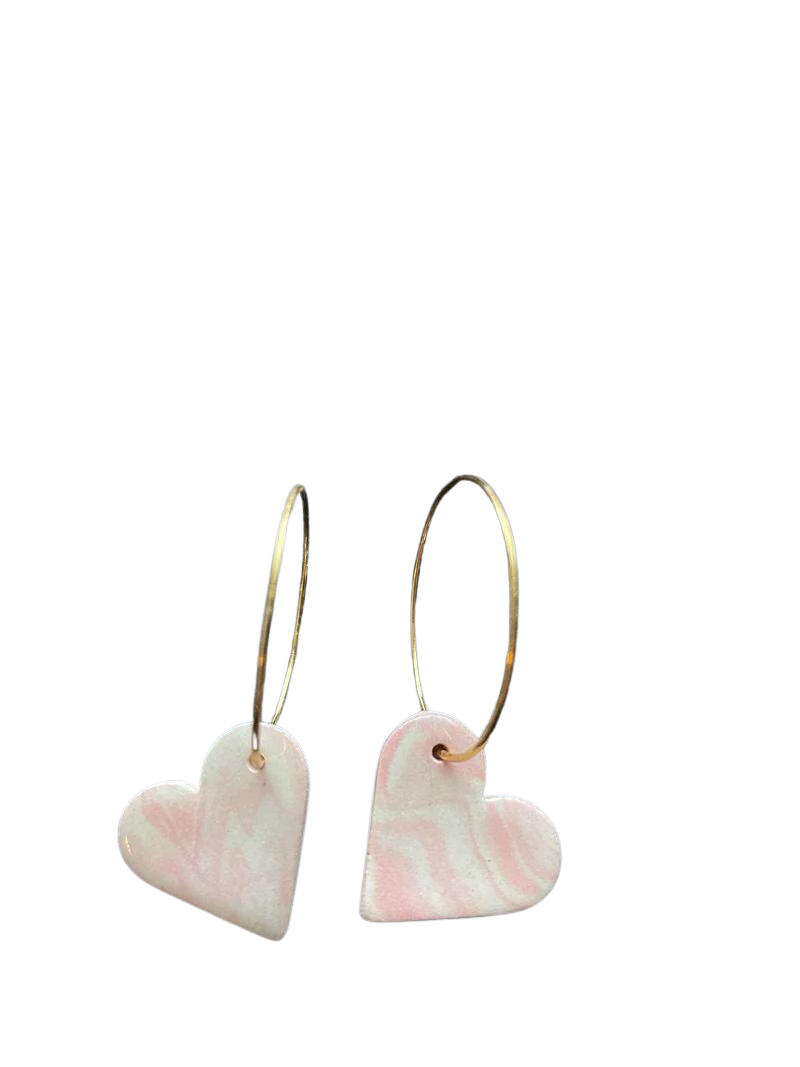 CHLOÉ JULIETTE STUDIO Heart hoops marble nude pink gold