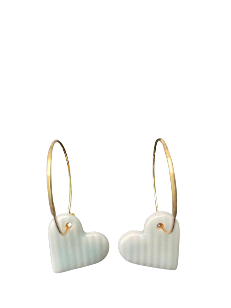 CHLOÉ JULIETTE STUDIO Heart hoops mint stripes gold