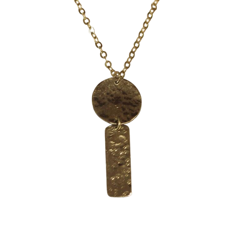 MUMKIN Circle Rectangular Necklace Brass