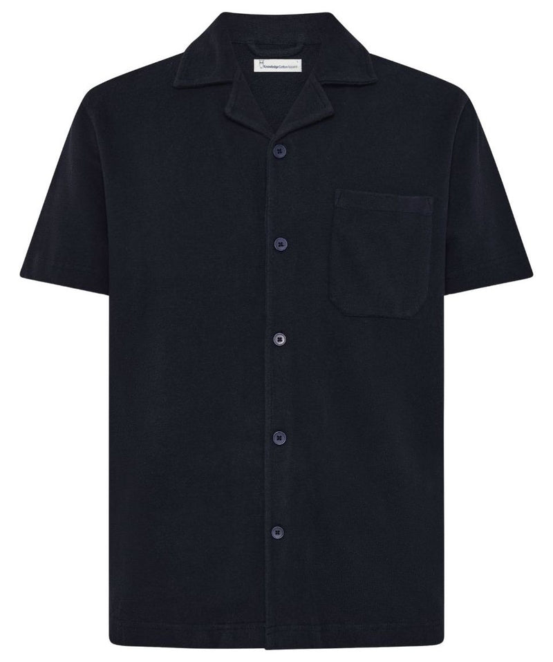 KCA 1090131 Relaxed bouclé short sleeve shirt 1412 night sky men