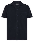 KCA 1090131 Relaxed bouclé short sleeve shirt 1412 night sky men