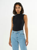 KCA 2010013 Rib mock neck top 1300 black jet women