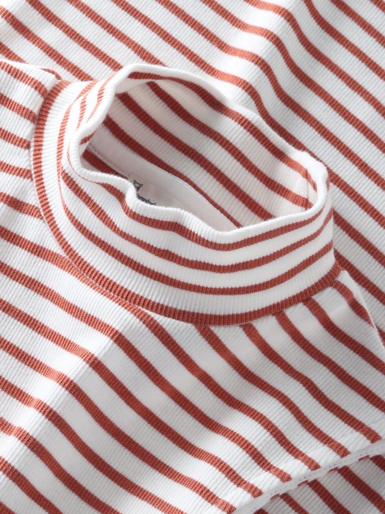 KCA 2010013 Rib mock neck top 8029 orange women