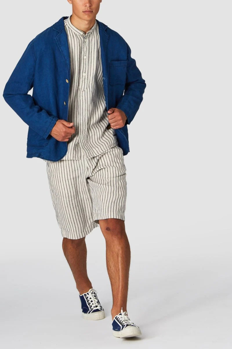 KINGS OF INDIGO Cronus shorts beige linen stripe men