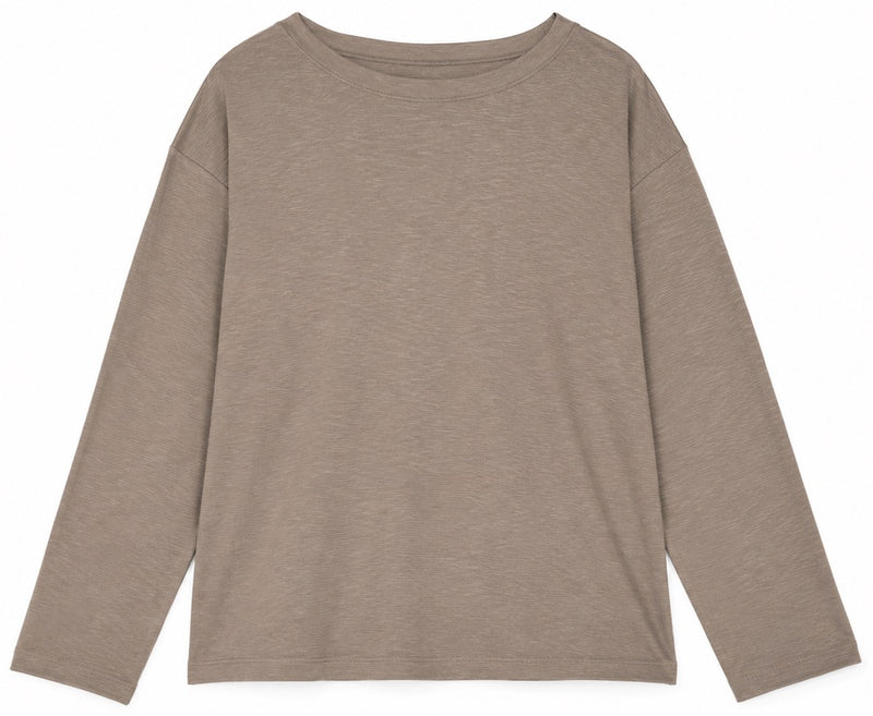 KLITMØLLER Mila wide neck long sleeve tee taupe women
