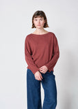 KLITMØLLER Mila wide neck long sleeve tee burgundy women