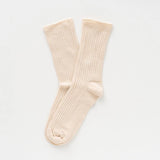 KLUE Pointelle fine rib knit socks dust beige women