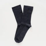 KLUE Pointelle fine rib knit socks black women