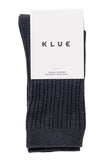 KLUE Pointelle fine rib knit socks black women